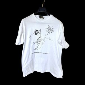 Vintage 80's Golf T-Shirt Mens Large White Made in USA Funny Cartoon Tee